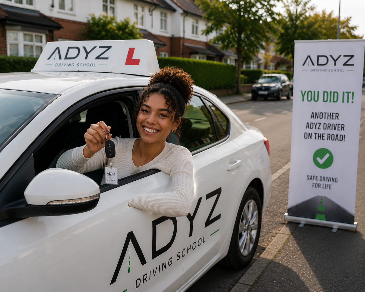ADYZ student celebrating their driving test pass